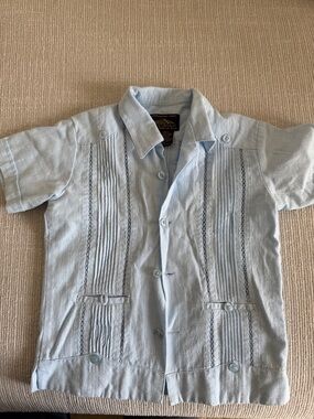 Sky Blue Short Sleeve Guayabera Shirt 4T